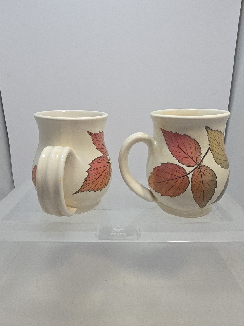 Bristaleaf Wizard of Clay Studio Pottery Leaf Coffee Mugs Set of 2 12 oz (C5) - Picture 3 of 6